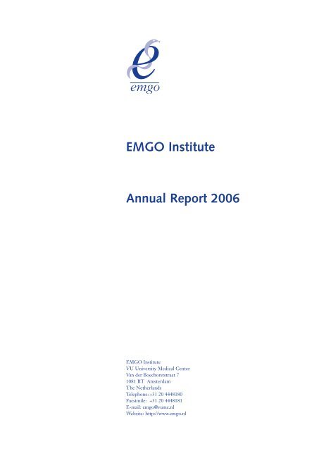 EMGO Institute Annual Report 2006