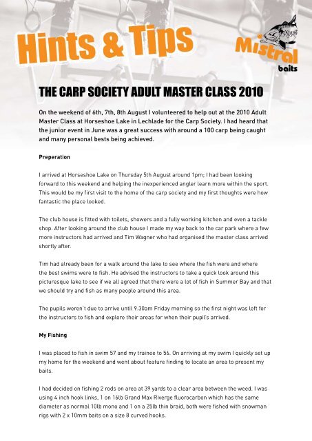 The Carp Society Adult Master Class 2010