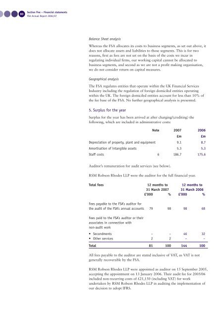 FSA Annual Report 2006/07 - Better Regulation Ltd