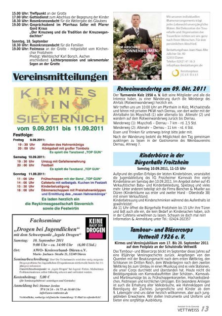 Im Internet: www.vettweiss.de - Gemeinde Vettweiss