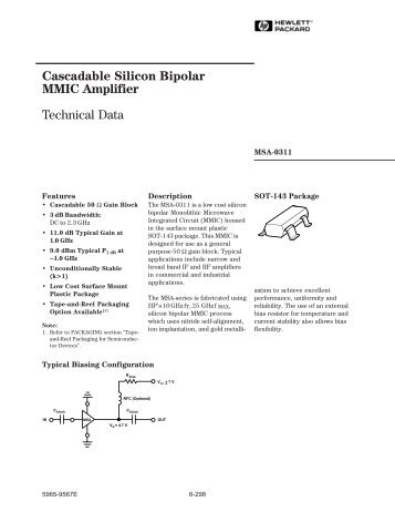 Cascadable Silicon Bipolar MMIC␣ Amplifier Technical Data