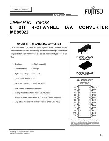 8 BIT 4-CHANNEL D/A CONVERTER MB86022