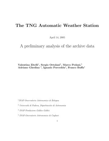 The TNG Automatic Weather Station A preliminary analysis of the archive data