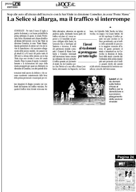 Rassegna stampa del 20090705 - Comune di Massa Lombarda