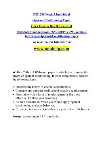 psy 390 operant conditioning paper psy 390 operant conditioning paper