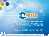 Le chaud/froid et la réplication des microstructures – Projet Impress