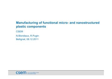 Manufacturing of functional micro- and nanostructured plastic components