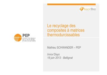 Le recyclage des composites à matrices thermodurcissables