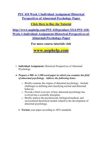 Assignment: changing perspective paper
