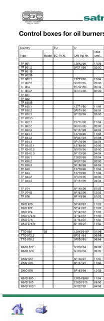 SATRONIC - Control boxes for oil burners