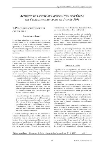 1. politique scientifique et - Musée des Confluences