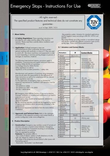 Emergency Stops - Instructions For Use