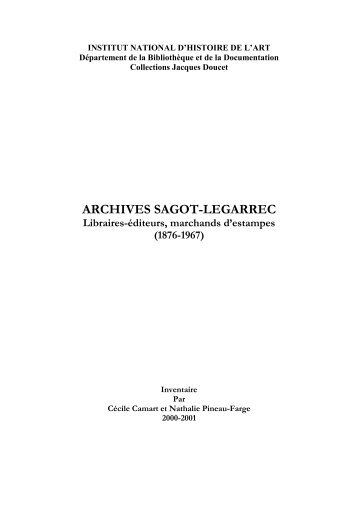 ARCHIVES SAGOT-LEGARREC - Inha