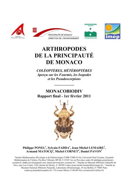 arthropodes de la principauté de monaco - Association Troglorites