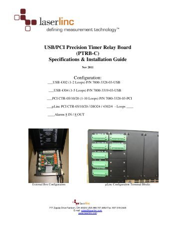 USB/PCI Precision Timer Relay Board (PTRB-C) Specifications & Installation Guide