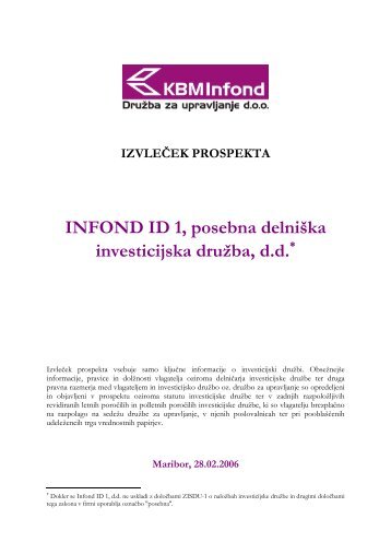 INFOND ID 1 posebna delniška investicijska družba d.d