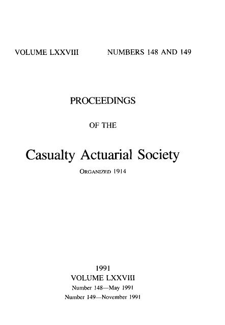Download entire volume - Casualty Actuarial Society