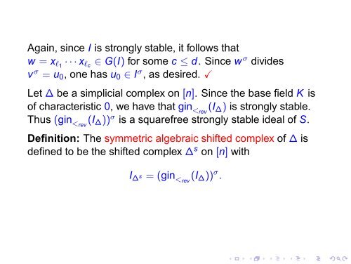 Generic Initial Ideals Lecture 5