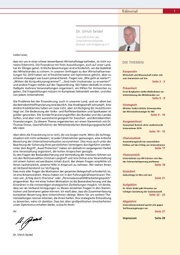Dr. Ulrich Seidel - Unternehmerverband Rostock und Umgebung e.V.