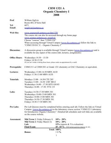 CHM 1321 A Organic Chemistry I 2008