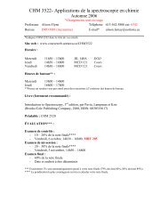 CHM 3522- Applications de la spectroscopie en chimie