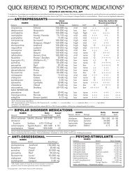 quick reference to psychotropic medications