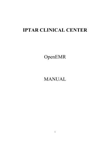 IPTAR CLINICAL CENTER OpenEMR MANUAL