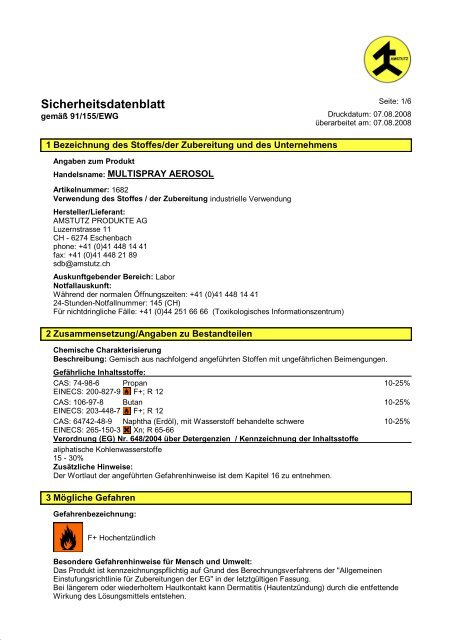 Sicherheitsdatenblatt - Amstutz Produkte AG