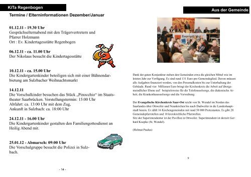Praktikantin 02.01. - 04.01.2012 - Kirchengemeinde Sulzbach