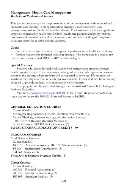 Cazenovia College 2012-2013 Academic Catalog