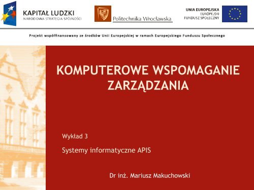 KOMPUTEROWE WSPOMAGANIE ZARZĄDZANIA