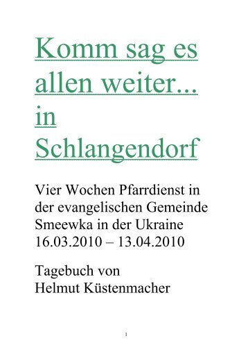 in Schlangendorf - Evangelische Aussiedlerarbeit im Dekanat ...