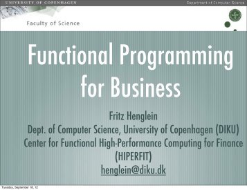 Fritz Henglein Dept. of Computer Science, University of - CFIR