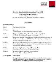 Greater Manchester Archaeology Day 2013 Saturday 30 November