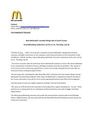 FOR IMMEDIATE RELEASE New McDonald's Location Brings Jobs ...