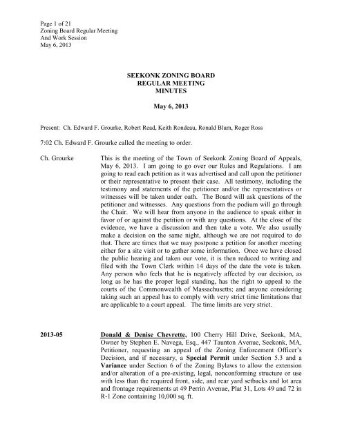 Seekonk Ma Zoning Map Seekonk Planning Board - Town Of Seekonk