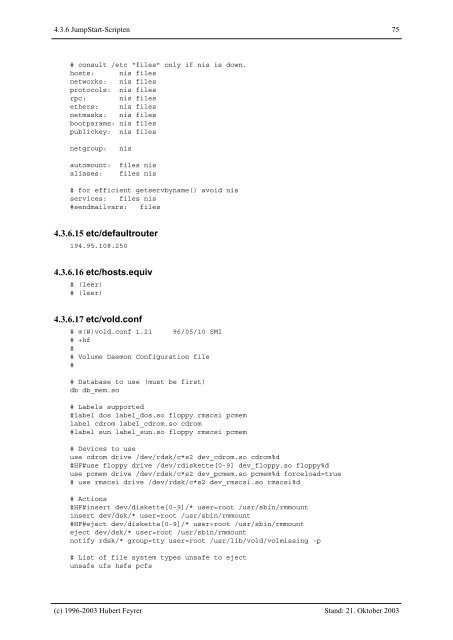 Technische Dokumentation zum Unix-Verbund ... - Dr. Hubert Feyrer
