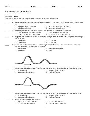 Cp physics Test Ch 12 Waves