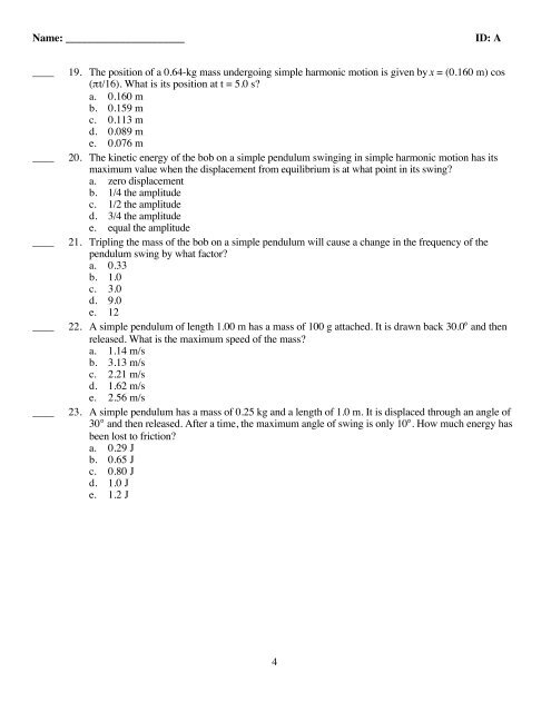 AP physics C --- Webreview --- chapter 13 oscillations