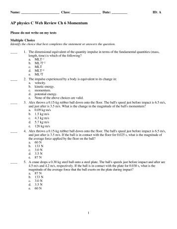 AP physics C Web Review Ch 6 Momentum