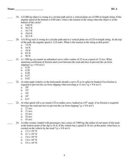 AP C - Webreview ch 7 (part I) Rotation and circular motion