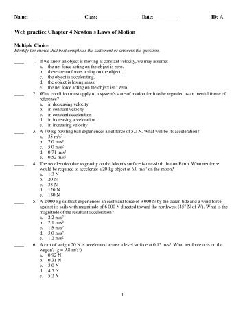 Web practice Chapter 4 Newton's Laws of Motion