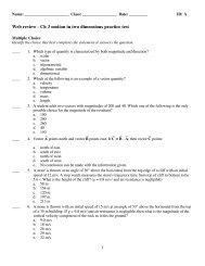 Web review - Ch 3 motion in two dimensions practice test