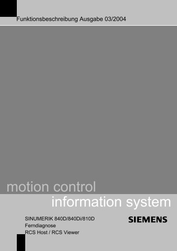 Funktionsbeschreibung Ferndiagnose 840D/840Di/810D - Siemens