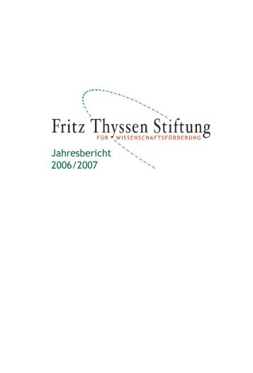 Vorwort - Fritz Thyssen Stiftung