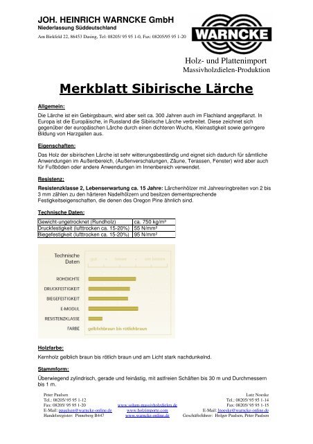 Merkblatt Sibirische Lärche - Joh. Heinrich Warncke GmbH