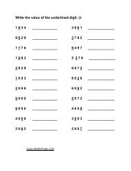 Write the value of the underlined digit. (3 1 9 3 4 ... - Math A Tube
