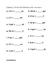 a. 12 C = _____ pt b. 28 qt = ____ gal c. 2 C - Math A Tube