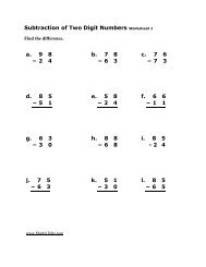 Subtraction of Two Digit Numbers Worksheet 1 a. 9 8 ... - Math A Tube
