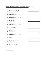 Write the following in exponent form. Worksheet 1 a. 9 ... - Math A Tube